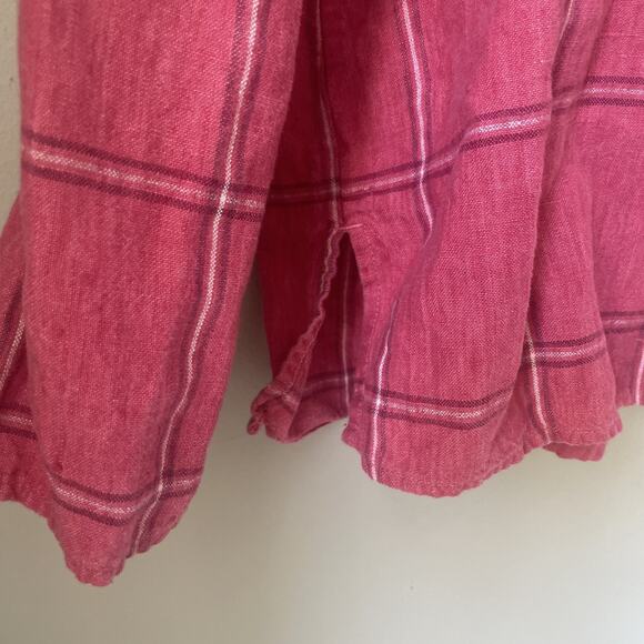 Vintage Studio Works Womens Button Down Size XL 100% Linen Plaid Pink - Picture 9 of 9